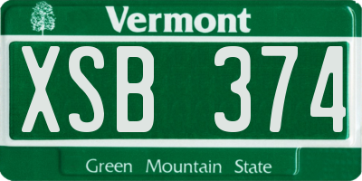 VT license plate XSB374