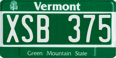 VT license plate XSB375