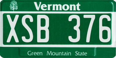 VT license plate XSB376