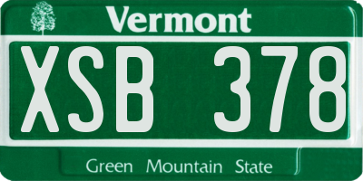 VT license plate XSB378