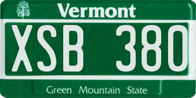 VT license plate XSB380
