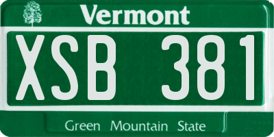 VT license plate XSB381