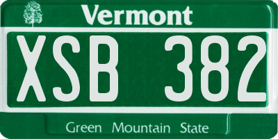 VT license plate XSB382