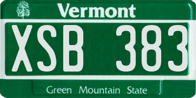 VT license plate XSB383