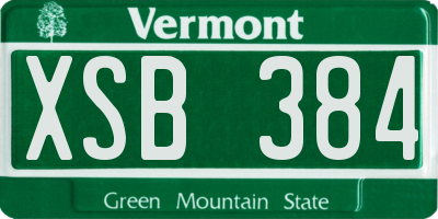 VT license plate XSB384