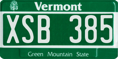 VT license plate XSB385