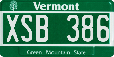 VT license plate XSB386