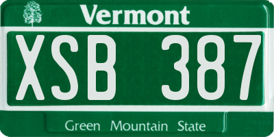 VT license plate XSB387