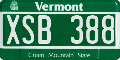 VT license plate XSB388