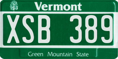 VT license plate XSB389