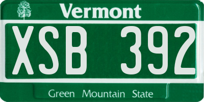 VT license plate XSB392