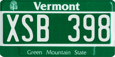 VT license plate XSB398