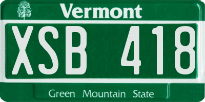 VT license plate XSB418