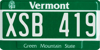 VT license plate XSB419