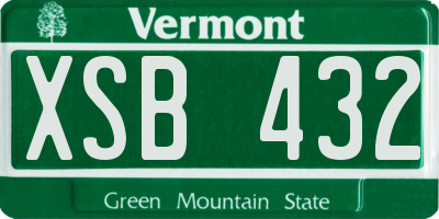 VT license plate XSB432