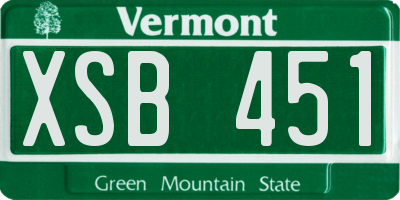 VT license plate XSB451
