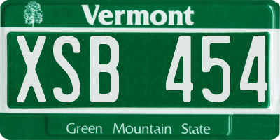 VT license plate XSB454