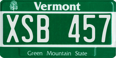 VT license plate XSB457