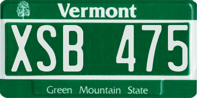 VT license plate XSB475