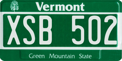 VT license plate XSB502