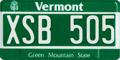 VT license plate XSB505