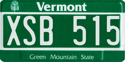 VT license plate XSB515