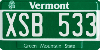 VT license plate XSB533
