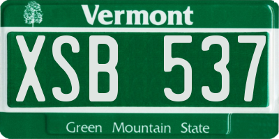 VT license plate XSB537