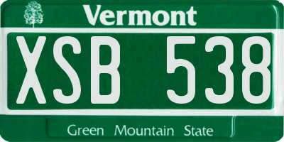 VT license plate XSB538