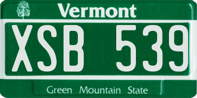 VT license plate XSB539
