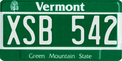 VT license plate XSB542