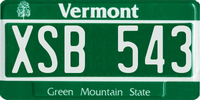 VT license plate XSB543