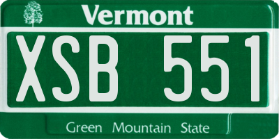 VT license plate XSB551