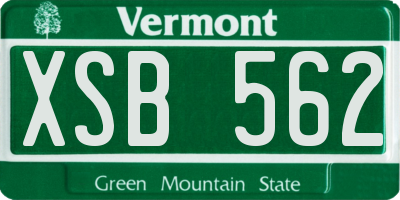 VT license plate XSB562