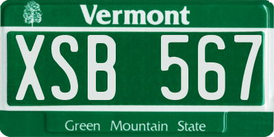 VT license plate XSB567