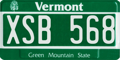 VT license plate XSB568