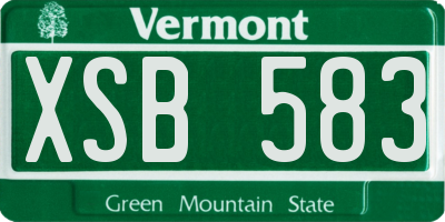 VT license plate XSB583