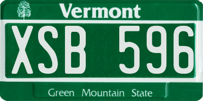VT license plate XSB596