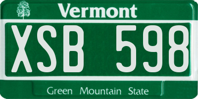 VT license plate XSB598