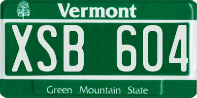 VT license plate XSB604