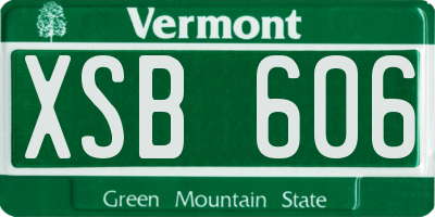 VT license plate XSB606