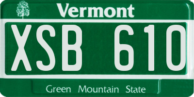VT license plate XSB610