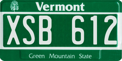 VT license plate XSB612