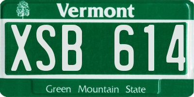VT license plate XSB614