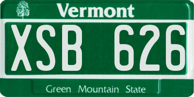 VT license plate XSB626