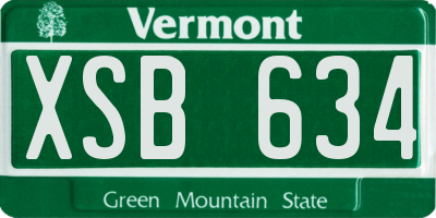 VT license plate XSB634