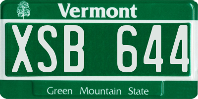 VT license plate XSB644