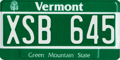 VT license plate XSB645