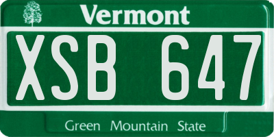 VT license plate XSB647