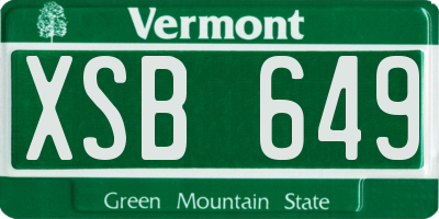 VT license plate XSB649